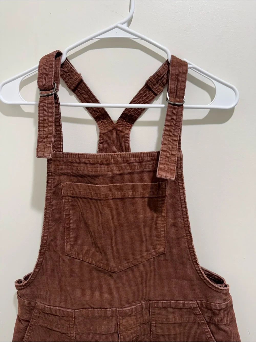 Aerie Brown Corduroy Cropped Overalls Utility Jumpsuit Raw Hem Medium - Picture 3 of 13